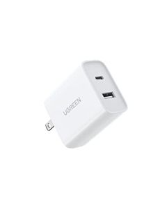 UGREEN Cargador USB C y USB A 30W 2 en 1, 18W+12W Cargador con Enchufe Plegable Compatible con iPhone 15 14 13 Pro, Galaxy S24/S23/S22/ Note10, iPad Pro, Google Pixel, Blanco