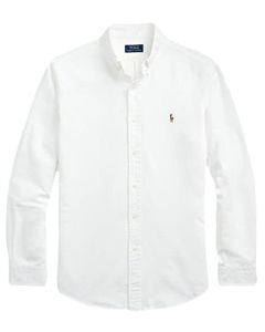 RALPH LAUREN Camisa Oxford clásica de manga larga para hombre, blanco (BASIC WHITE), Large