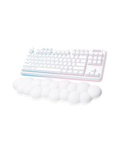 Logitech G715 Teclado Para Juegos Inalámbrico con Iluminación LIGHTSYNC RGB, Interruptores Táctiles (Café GX) y Reposamanos Para Teclado, Compatible con PC y Mac, Blanco Niebla