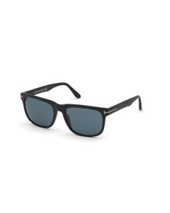Tom Ford FT0775 02N - Lentes de sol cuadradas Stephenson, color negro mate, categoría 3 Si, Lentes negro mate/verde azulado oscuro, 56mm