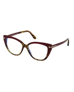 Tom Ford FT 5673-B BLUE BLOCK Burgundy Havana 54/15/140 anteojos para mujer, Carey, 54