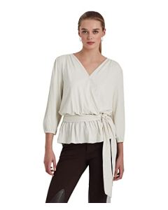 Lauren Ralph Lauren Blusa Peplum de Jersey, Mascarpone Cream, XL
