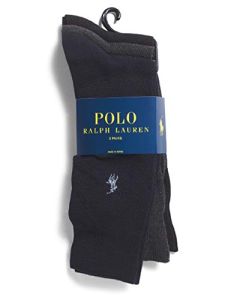 POLO RALPH LAUREN Men`s Super Soft Flat Knit Dress Crew Socks 3 Pack