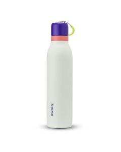 Owala FreeSip - Botella de agua de acero inoxidable con popote para deportes y viajes, sin BPA, 24 onzas, morado/verde (horizontes menta)