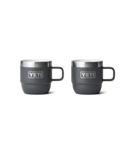 YETI Rambler Taza apilable de 6 onzas, acero inoxidable, aislamiento al aspiradora, taza de café expreso o café, paquete de 2, color carbón