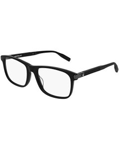 Montblanc anteojos rectangulares MB0035O 005 Negro 57mm 0035, Negro Transparente Negro, 57-19-150
