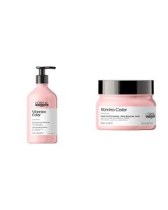 Kit Anti Deslave del Color del Cabello Teñido Serie Expert Vitamino Color - Shampoo anti deslave de color para cabello tenido, 500 ml + Mascarilla protectora de color para cabello tenido, 250ml
