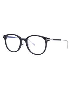 Tom Ford FT5644-D-B - anteojos redondas para hombre, color negro brillante, 52 mm, negro (Black/Palladium), Lens-52 Bridge-20 B-45.2 ED-55.4 Temple-145