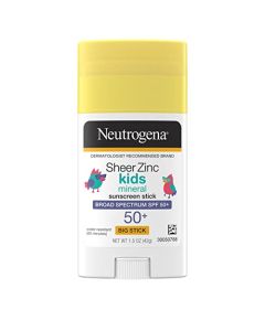 Neutrogena Sheer Zinc Oxide Kids Mineral Sunscreen Stick, Broad Spectrum SPF 50+ & UVA/UVB Protection & Water Resistant with Residue-Free, No-Mess Application, Oil- & Paraben-Free, 1.5 oz