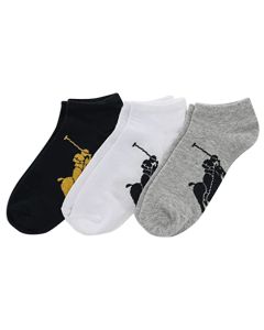 POLO RALPH LAUREN Calcetines deportivos clásicos de corte bajo para hombre, paquete de 3 pares, algodón suave y ligero, cómodos