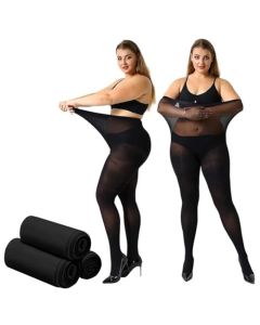 Leggings de Mujer de Cintura Alta y Tallas Grandes Ultrasuaves, Medias de Sexy para Mujer,Adecuado para un peso de 120-240 lbs(3 Pares)