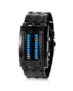 Reloj Electrónico Binario, TXG Reloj Digital para hombre con LED, Reloj de Acero Inoxidable Impermeable