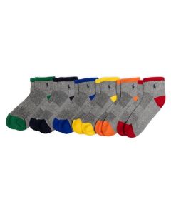 POLO RALPH LAUREN - Calcetines deportivos clásicos de algodón con corte al tobillo para hombre, paquete de 6 pares, color gris, talla 6-12.5, Gris, 6-12.5