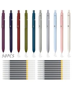 EAHSAP Bolígrafode Gel 0.42mm,Boligrafo Punto Fino de Gel 10 Pcs y 20 Recargas de Reemplazo,Bolígrafos de Gel de Tinta Negra Retráctil,Escritura Suave Sin Romper la Tinta,Recambios Reemplazables