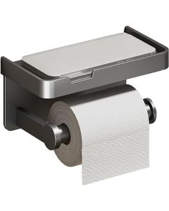 SPOWAY Porta Rollos Papel de Baño, Soporte Papel Higiénico Acero Inoxidable Sus 304 con Soporte para Teléfono Móvil, sin Taladro Fácil Instalación, Adecuado para Baño, Cocina (Gris)