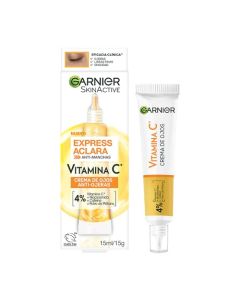 Garnier Express Aclara Crema de Ojos para Reducción Ojeras con Vitamina C + Niacinamida + Cafeína, 15 ml