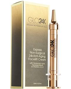 GLO24K Crema de estiramiento facial instantánea con oro de 24k, antiarrugas de acción rápida no quirúrgica