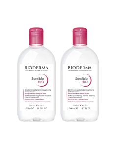 Bioderma - Agua limpiadora micelar calmante Sensibio H2O y solución desmaquillante para piel sensible, rostro y ojos, 16.7 onzas líquidas, paquete de 2 unidades