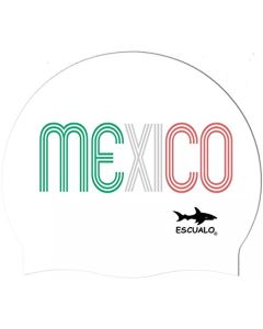 escualo Gorra para Natacion Unisex Adulto Modelo Mexico Tricolor (Silicon) Impermeable, Unitalla, Color Blanco