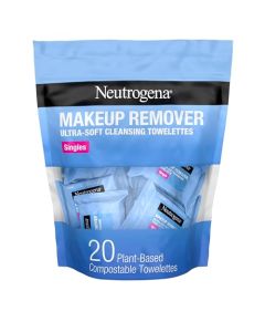 Makeup Remover Cleansing Towelette Singles Individually Wrapped, 20 Pre-moistened Towelettes