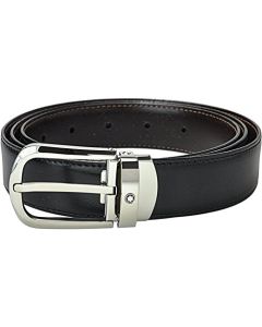 Montblanc 114412 - Cinturón de piel reversible (30 mm), color negro y café, Multicolor (Negro/café 000), 46 (Manufacturer Size: Única)