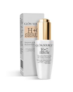 GLOW.SOURCE HC Serum. Suero Facial con vitamina C, Vitamina E, Ácido Hialurónico y Aloe Vera. Repara, Revitaliza, Humecta e Hidrata. Skincare. Ingredientes naturales. Textura Ligera y Sin Sensación Grasosa. Suero Facial Ideal Para Todo Tipo de Piel+