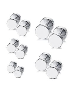 CHARIFIN 5Pares Pendientes de Aro Unisex de Acero Inoxidable Quirúrgico 316L, 8 mm/10 mm/12 mm/14 mm/16 mm/ CHARIFIN Piercing de Oreja Anillo de Septum, Anillo de Hélix, Anillo para Labio, Pezón, Anillo de Torre, Piercing Corporal