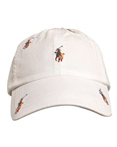 Polo Ralph Lauren - Gorra de porcelana bordada para hombre (as1, Alpha, talla única, blanco puro/Multi Pp AOE), Blanco