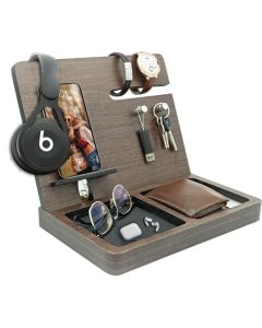Regalo para hombre y mujer, organizador para celular, relojes, llaves, cartera, estación de carga, regalo de cumpleaños, para papá, cubierta laminada resistente, para buro y escritorio