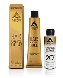 Tinte en crema Profesional ALTERNATIVE CARE - Tintes HAIR SOLUTION GOLD con su Oxidante en Crema. Coloración Permanente para el Cabello de USO PROFESIONAL. Tinte 90 g. + Oxidante 90 ml. (Fórmula 1+1). (3.0 CASTAÑO OSCURO)