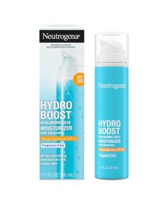 Neutrogena Hydro Boost Hyaluronic Acid Facial Moisturizer with Broad Spectrum SPF 50 Sunscreen, Daily Water Gel Face Moisturizer to Hydrate & Soothe Dry Skin, Fragrance-Free, 1.7 fl. Oz