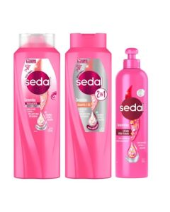 Kit rutina completa capilar Sedal Ceramidas, Shampoo + Acondicionador + Crema para peinar para un cabello más fuerte y brillante*