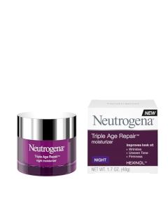 Neutrogena Triple Age Repair Anti-Wrinkle Night Moisturizer with Vitamin C, Smooths the look of Wrinkles, Evens Skin Tone, Firms Skin, 1.7 oz