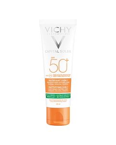 Vichy Capital Soleil Matificante - Protector solar FPS 50+ de rostro, purifica la piel, reduce el brillo y oleosidad.