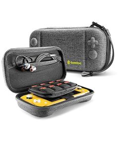 tomtoc Funda de Transporte para Nintendo Switch Lite, Case Protector Portátil de Viaje de Almacenamiento con 24 Cartuchos de Juego para Nintendo Switch Lite Consola y Accesorios, Gris