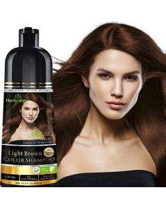 Herbishh - Champú colorante para cabello gris, champú con tinte natural para el cabello, colorea el cabello en minutos, dura hasta de 3 a 4 semanas, 500 ml, tinte de cabello 3 en 1, sin amoniaco | (marrón claro)
