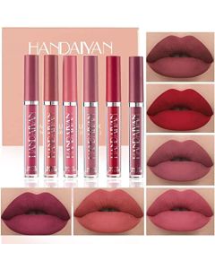 Labial Mate 6 Piezas Pintalabios Lápiz Labial Pinta Labios Juego de Maquillaje Larga Duración Hidratante Impermeable Barras de labios líquidas-Brillo de Labios para Mujeres Novia Niña (A)