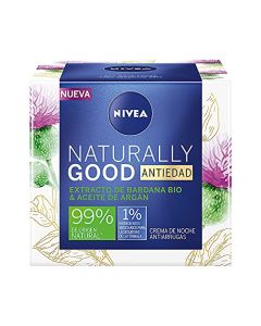 NIVEA Crema Facial Vegana Antiedad Naturally Good (50 ml), Tratamiento de Noche con Extracto de Bardana y aceite de Argán, ideal para Todo tipo de Piel