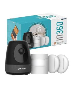 BINDEN Sistema de Seguridad IN360 para Interiores Aplicación Compatible con Alexa Google Assistant Incluye 1 Cámara de Seguridad HD, 2 Sensores de Apertura, 1 Sensor de Movimiento